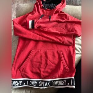 Red Givenchy Boys Hoodie with Contrast Trim